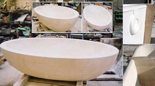 Hand made bath in Egyptian limestone